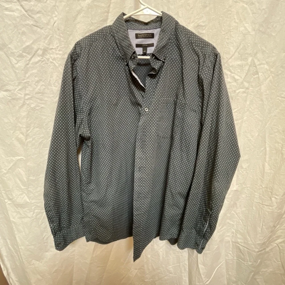 Banana Republic Custom 078‎ Wash Shirt Slim Fit Blue Large